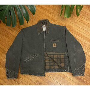 Vintage XL Carhartt J97 MOS Detroit Moss Green Patina Blanket Lined Jacket USA